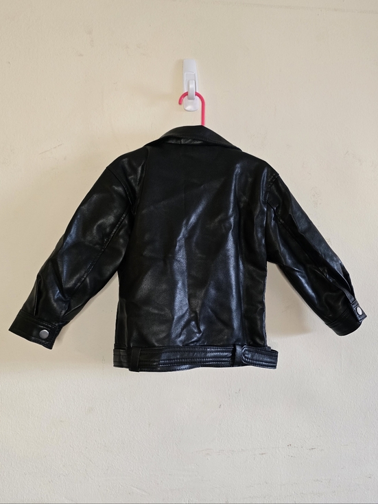 Kids Faux Leather Moto Jacket Black Biker Unisex Size 110 Edgy Style NWT - Picture 9 of 14